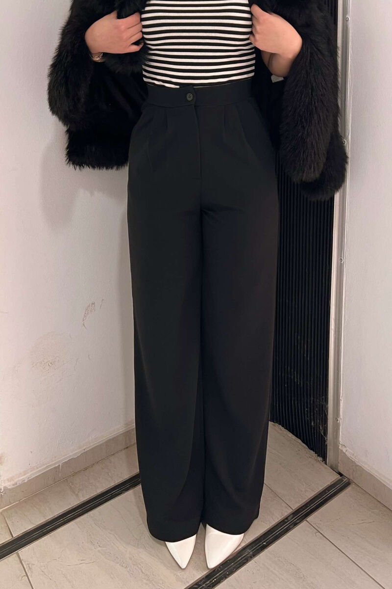 ONE COLOR ELASTIC WAIST WOMEN TROUSERS BLACK/ E ZEZE - 6