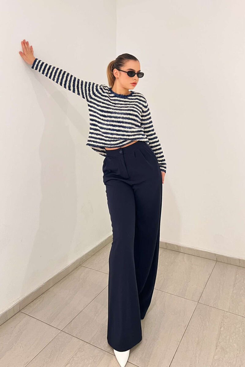 ONE COLOR ELASTIC WAIST WOMEN TROUSERS BLUE/BLU - 2