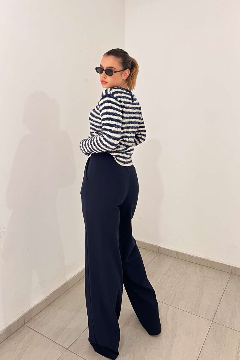 ONE COLOR ELASTIC WAIST WOMEN TROUSERS BLUE/BLU - 3
