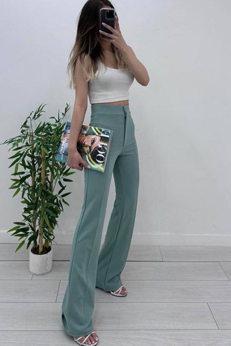 ELASTIC ONE COLOR WOMEN TROUSERS MINT/MENTE - 2