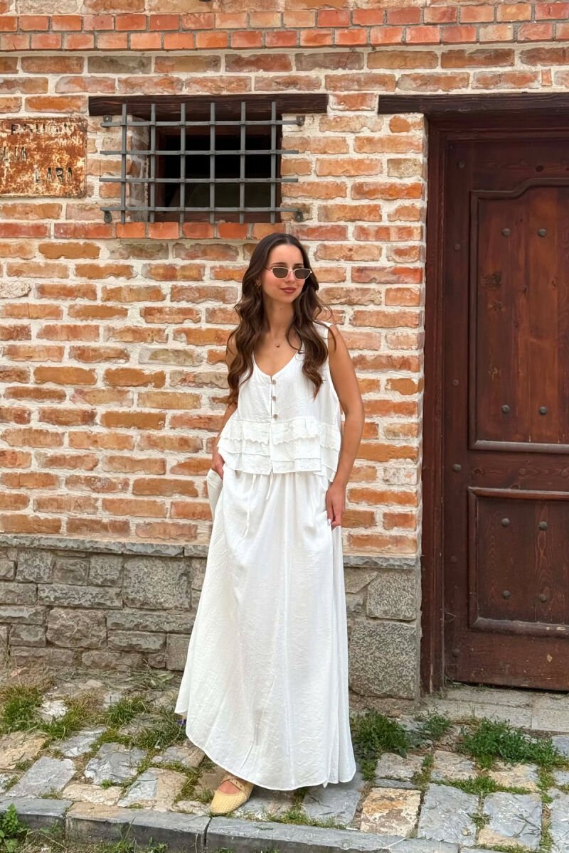 EMBROIDERED VEST+ SKIRT WOMAN SET WHITE-E BARDHE - 1