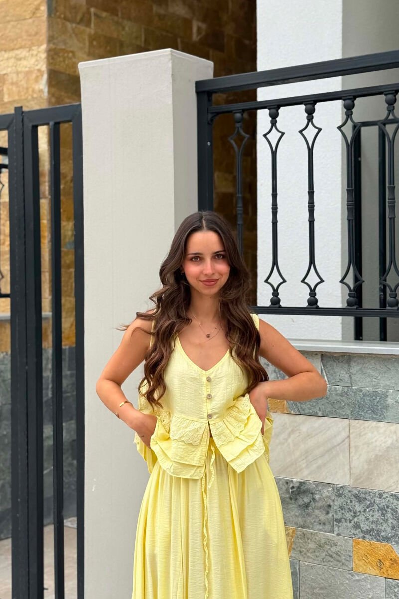 EMBROIDERED VEST+ SKIRT WOMAN SET YELLOW/E VERDHE - 2