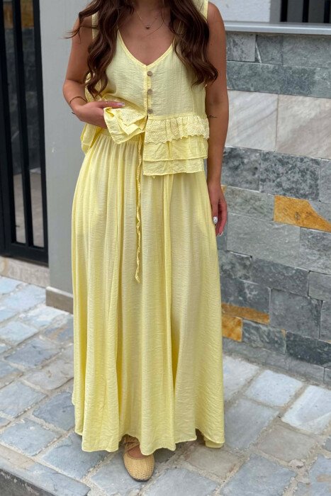 EMBROIDERED VEST+ SKIRT WOMAN SET YELLOW/E VERDHE - 3