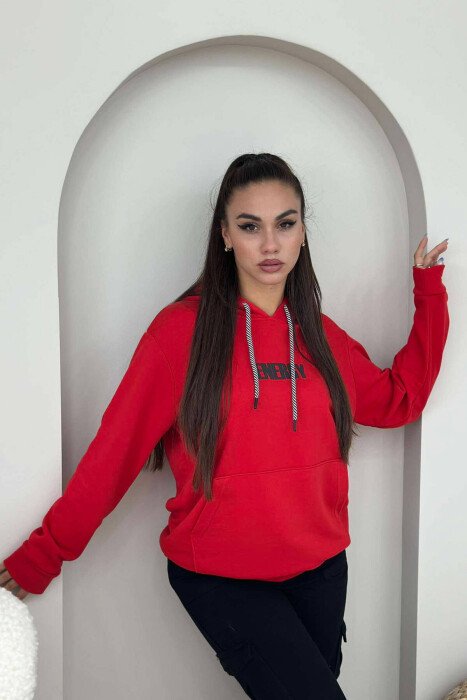 ENERGY COTTON HOOD WOMAN HOODIE RED/E KUQE - 2