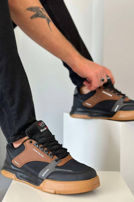 EVERYDAY LACING TRAINERS MEN SNEAKERS BLACK-BROWN/ZEKA - KLAUDIO FASHION