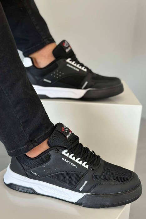 EVERYDAY LACING TRAINERS MEN SNEAKERS BLACK-WHITE/ZEBA - KLAUDIO FASHION