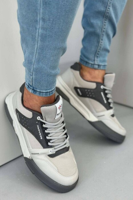 EVERYDAY LACING TRAINERS MEN SNEAKERS GREY-GREY/GG - KLAUDIO FASHION