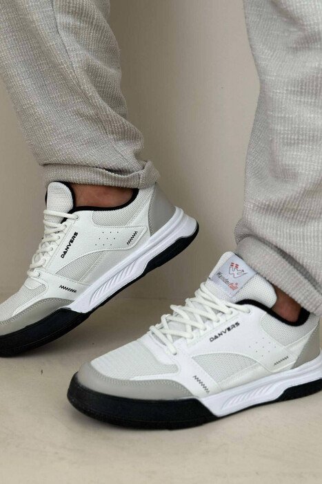 EVERYDAY LACING TRAINERS MEN SNEAKERS WHITE-BLACK/BAZE - KLAUDIO FASHION