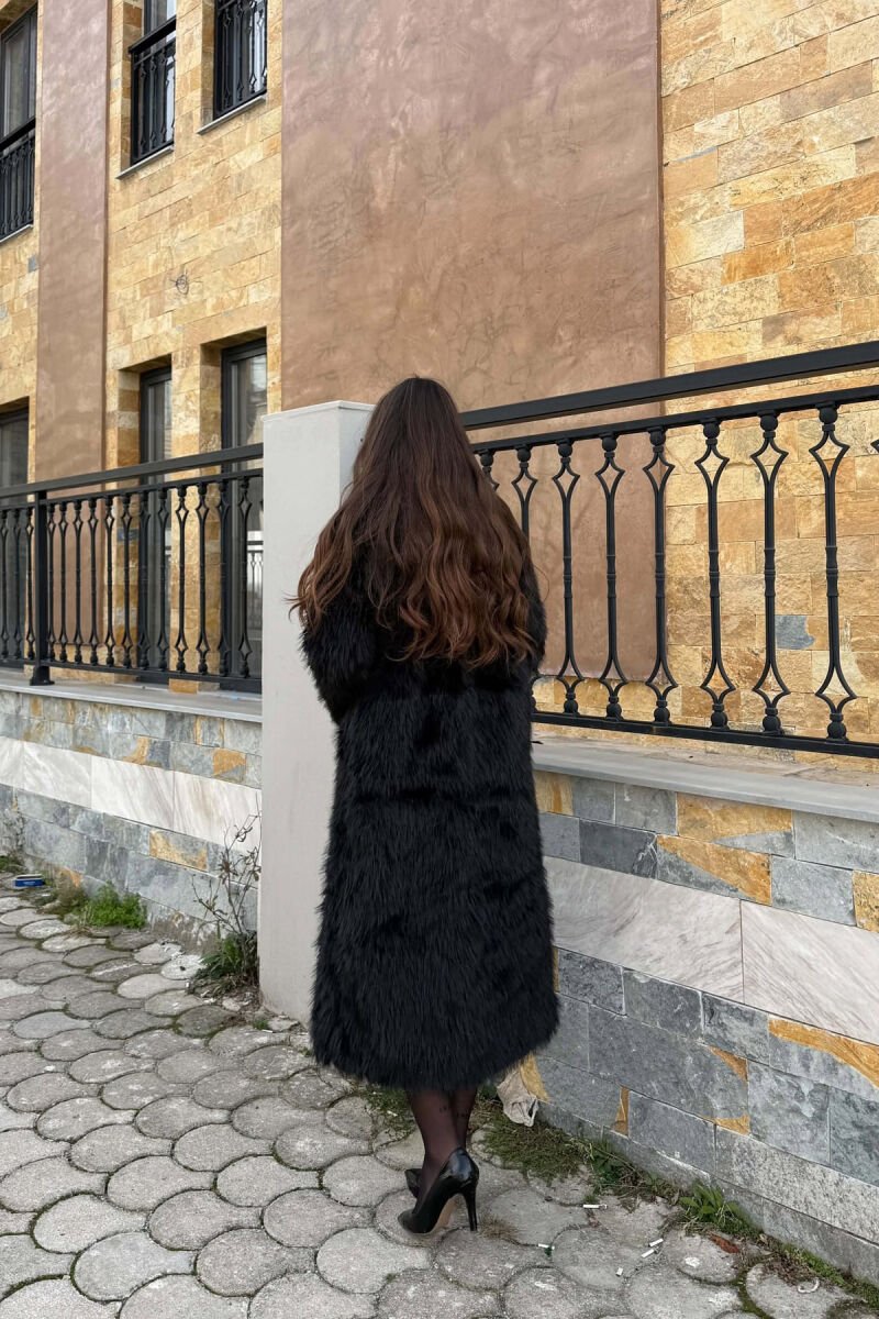 FAUX FUR LONG WOMAN COAT BLACK/ E ZEZE - 4