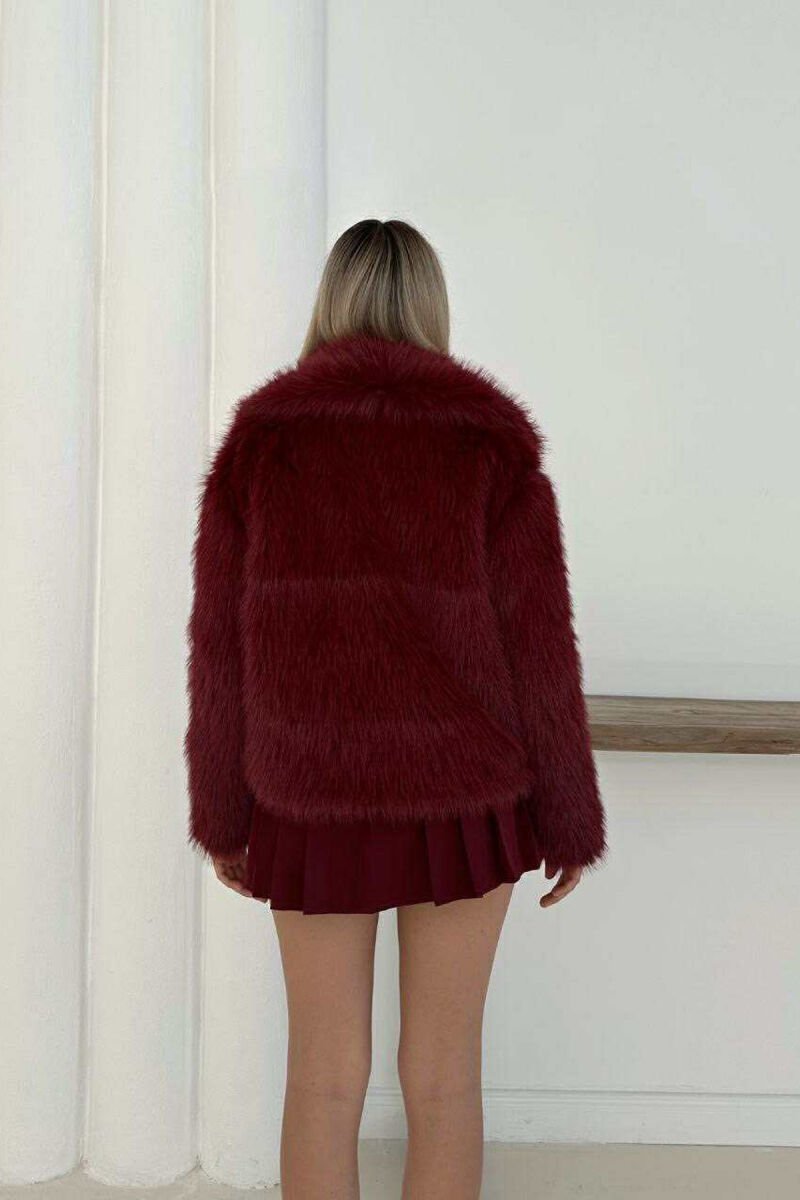 FAUX FUR ONE COLOR WOMEN JACKET BURGUNDY/VISHNJE - 3