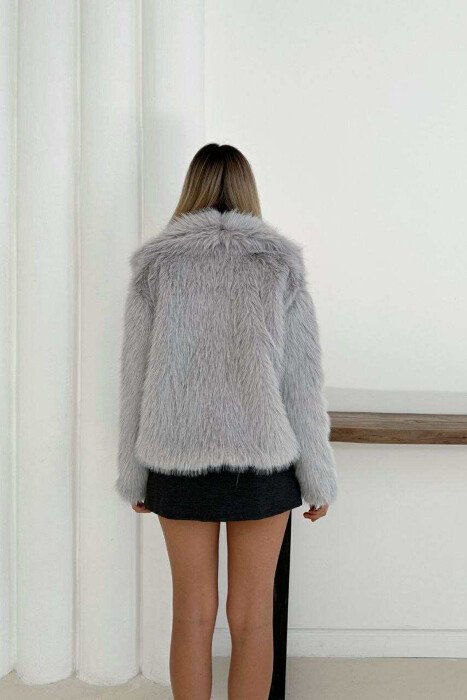 FAUX FUR ONE COLOR WOMEN JACKET GREY/GRI - 7