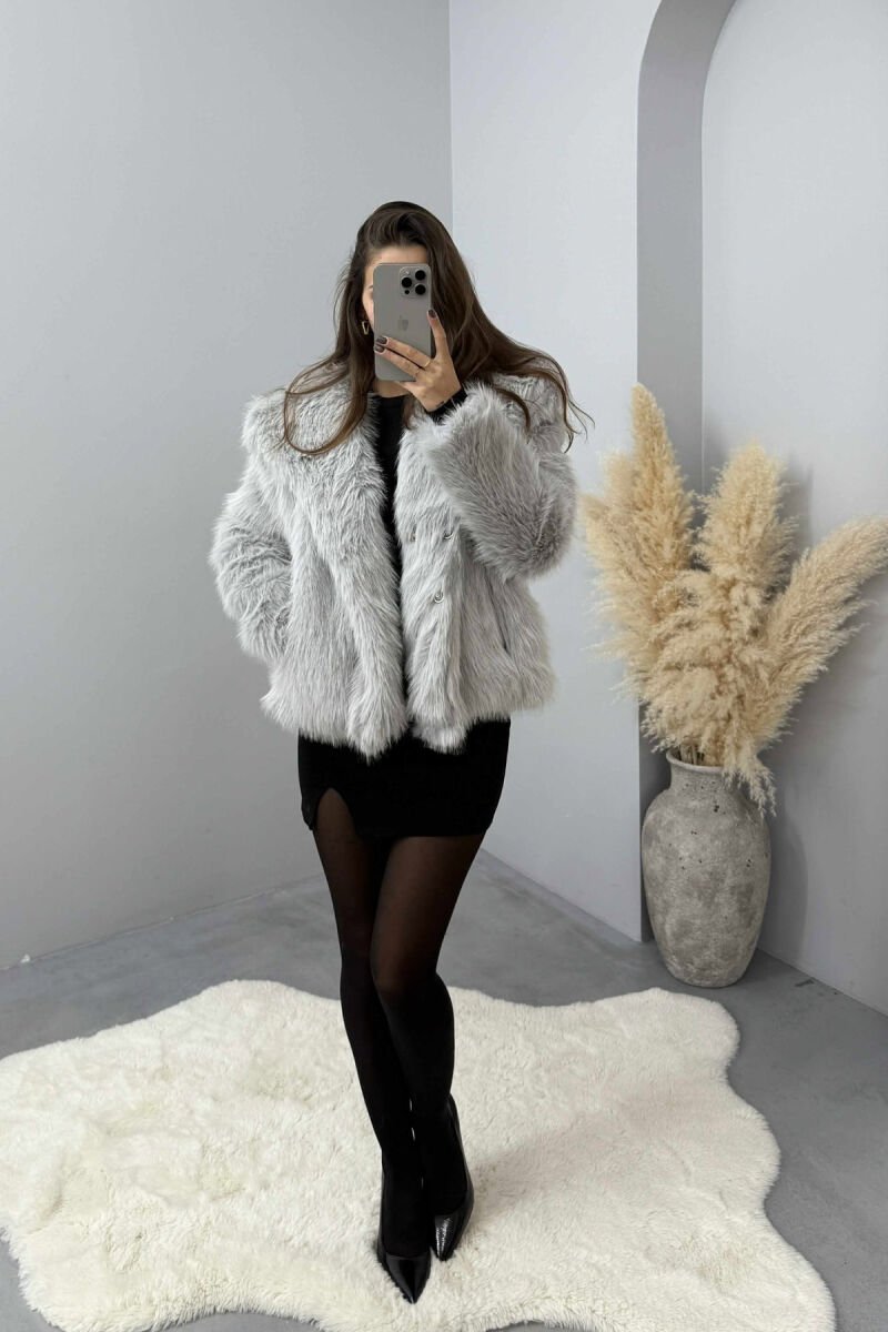 FAUX FUR ONE COLOR WOMEN JACKET GREY/GRI - 1