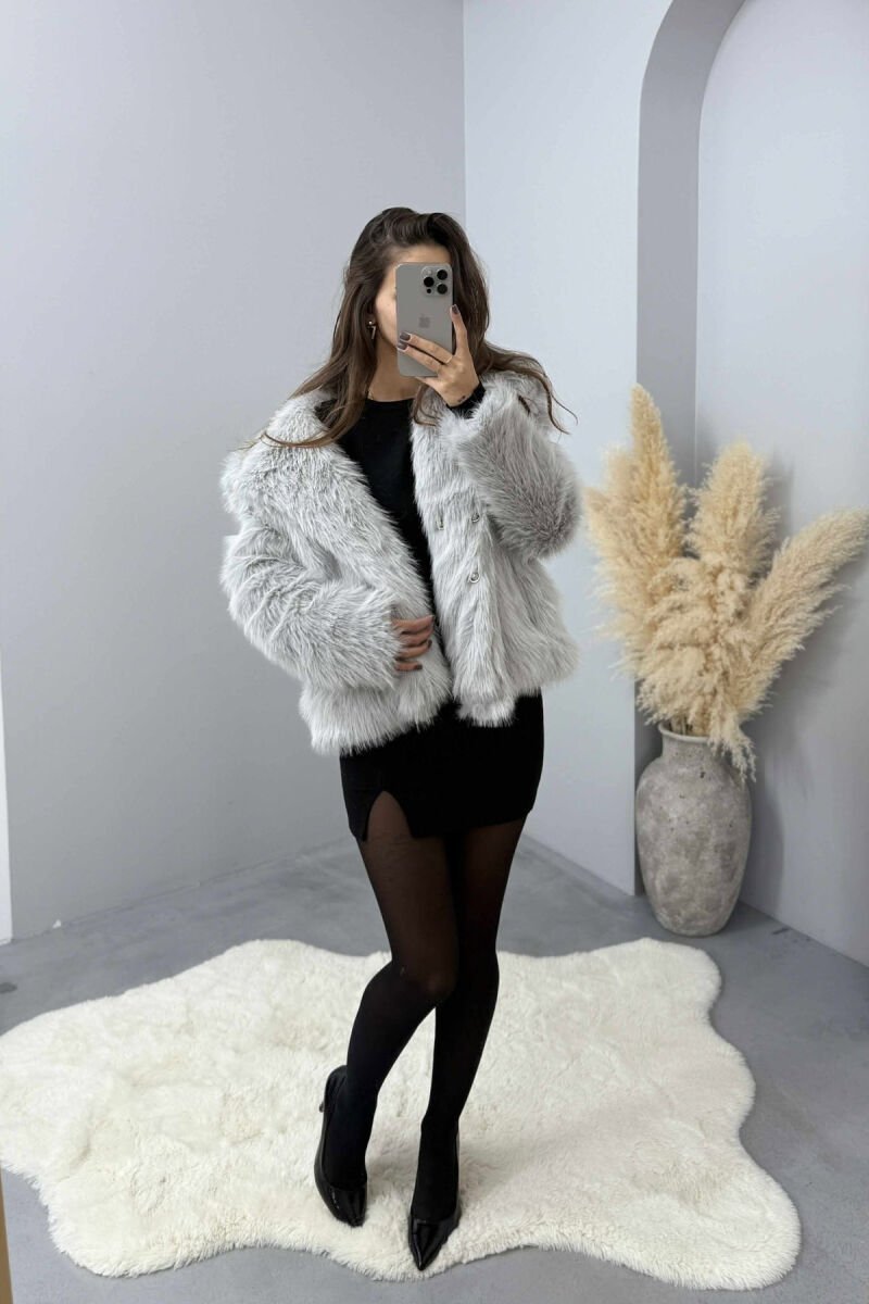 FAUX FUR ONE COLOR WOMEN JACKET GREY/GRI - 5