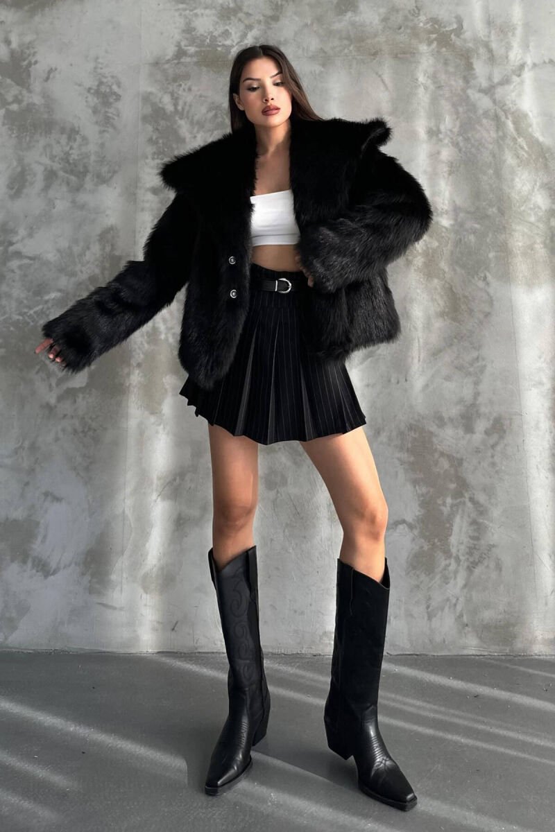 FAUX FUR WOMEN JACKET BLACK/ E ZEZE - 7