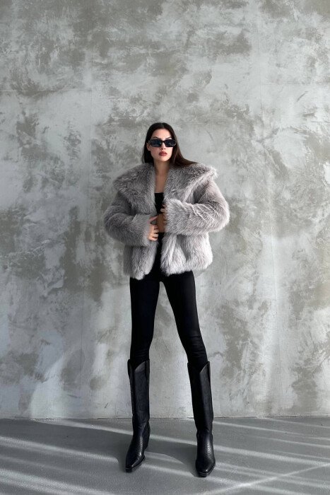 FAUX FUR WOMEN JACKET GREY/GRI - 6
