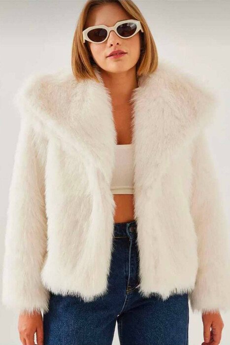 FAUX FUR WOMEN JACKET WHITE-E BARDHE 