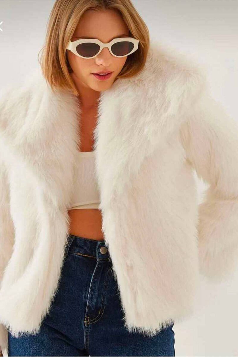 FAUX FUR WOMEN JACKET WHITE-E BARDHE - 2
