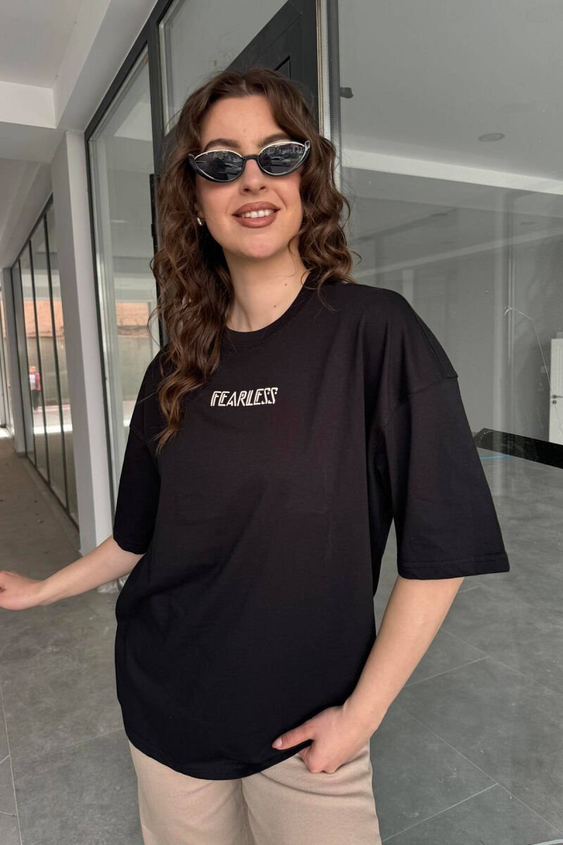FEARLESS OVERSIZE WOMAN T-SHIRT BLACK/ E ZEZE - 1