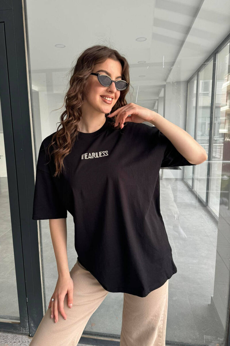 FEARLESS OVERSIZE WOMAN T-SHIRT BLACK/ E ZEZE - 3