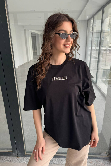 FEARLESS OVERSIZE WOMAN T-SHIRT BLACK/ E ZEZE - 4