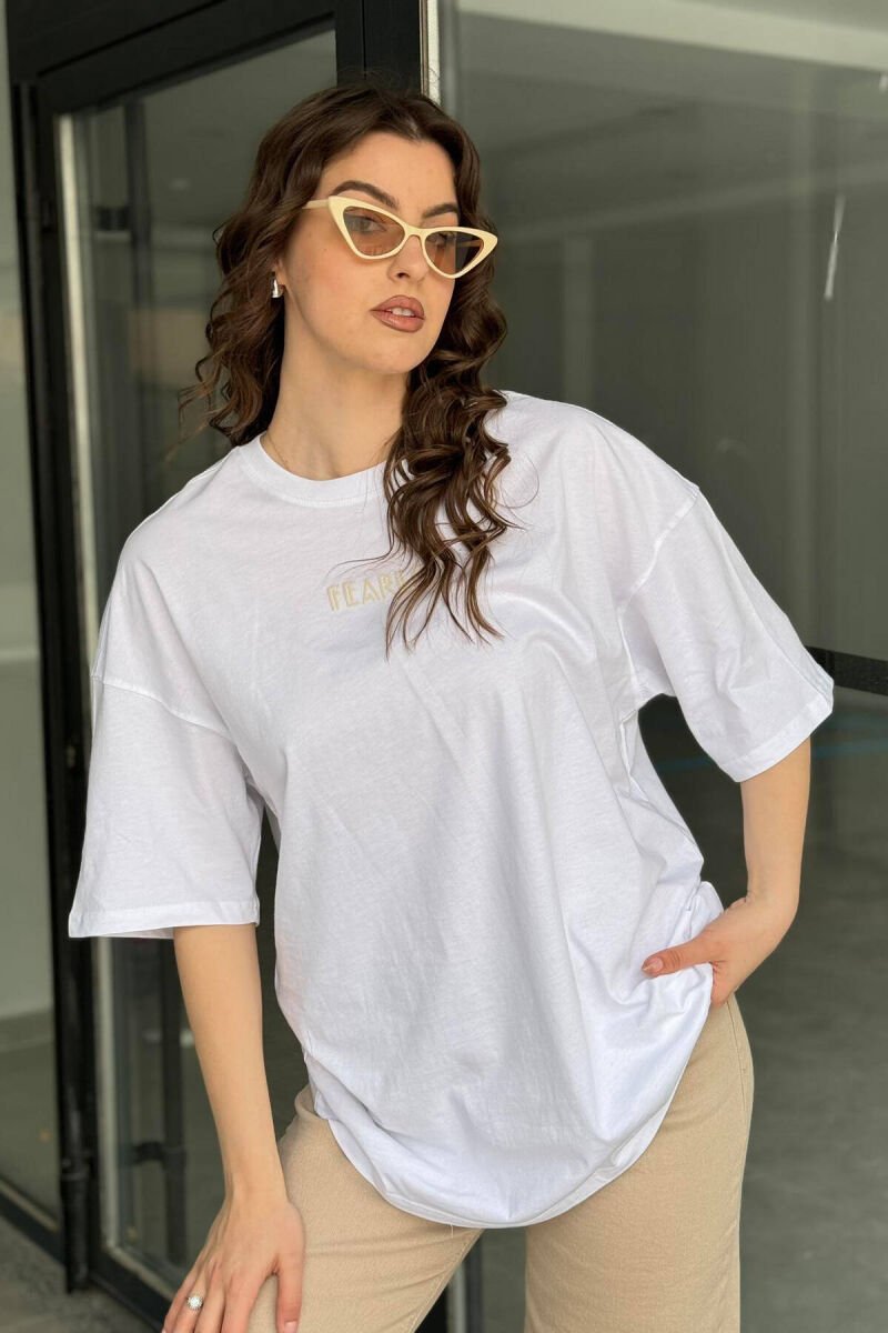 FEARLESS OVERSIZE WOMAN T-SHIRT WHITE-E BARDHE - 1