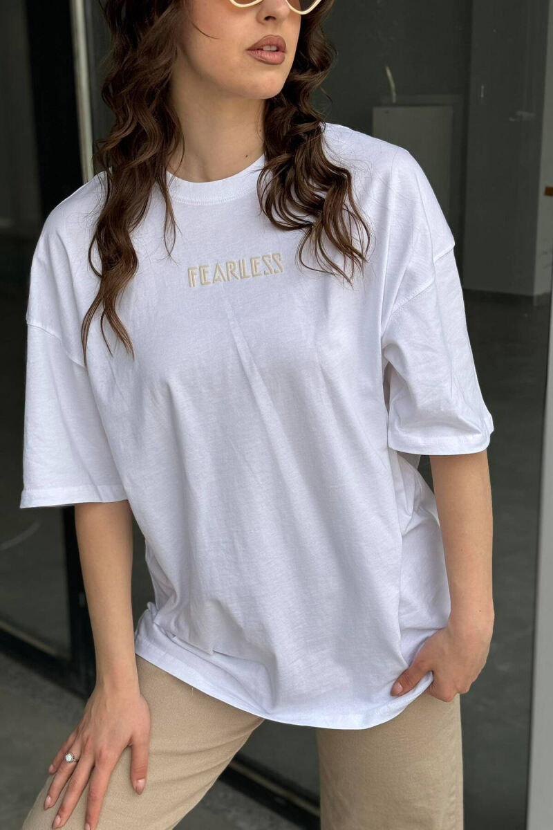 FEARLESS OVERSIZE WOMAN T-SHIRT WHITE-E BARDHE - 2