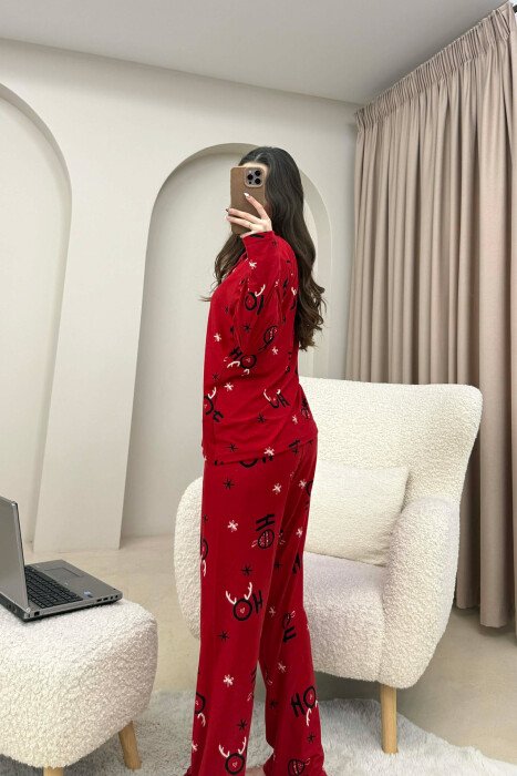 FESTIVE DESIGN SHIRT+ TROUSERS WOMEN PYJAMAS RED/E KUQE - 6