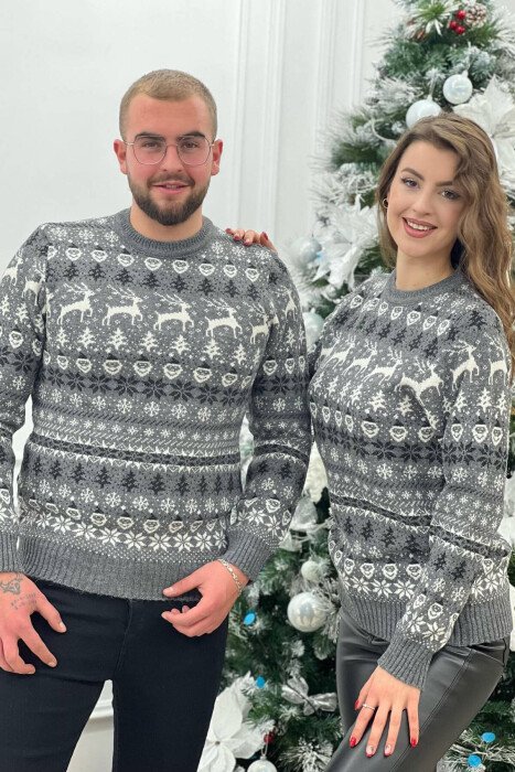 FESTIVE DESIGN UNISEX SWEATER GREY/GRI - KLAUDIO FASHION