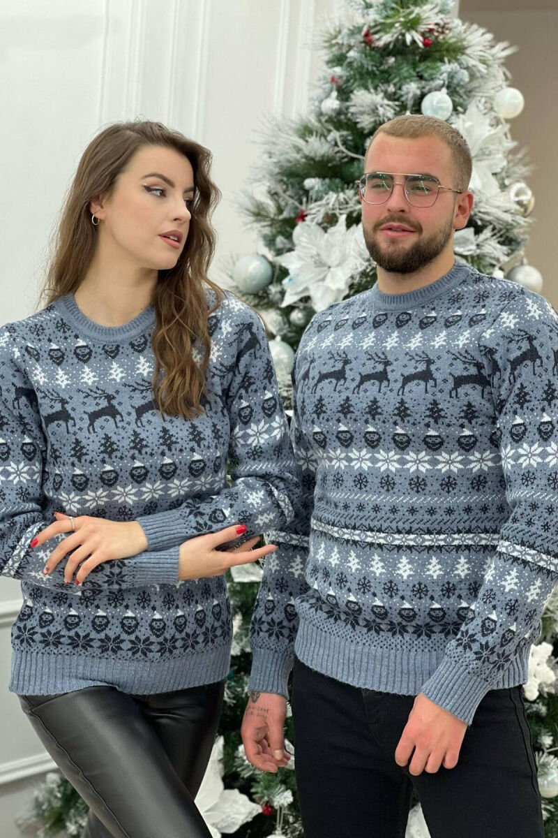 FESTIVE DESIGN UNISEX SWEATER LIGHTBLUE/BZ - 1