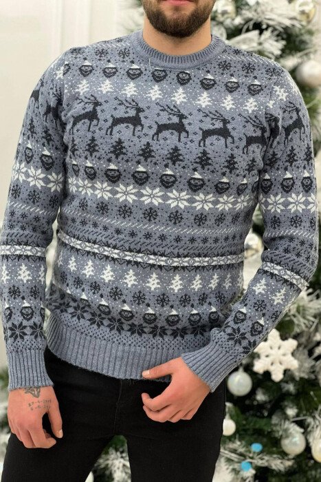 FESTIVE DESIGN UNISEX SWEATER LIGHTBLUE/BZ - 4