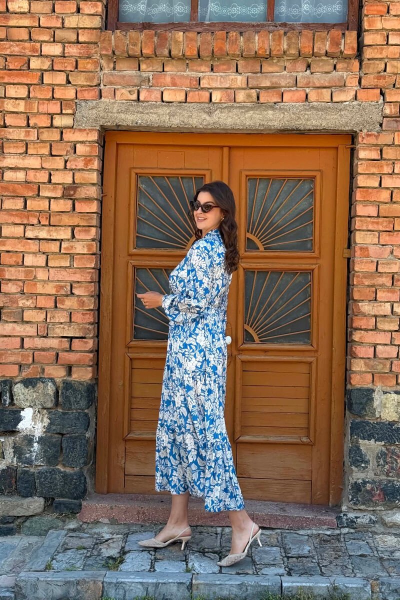 FLORAL DESIGN LONG WOMAN DRESS LIGHTBLUE/BZ - 2