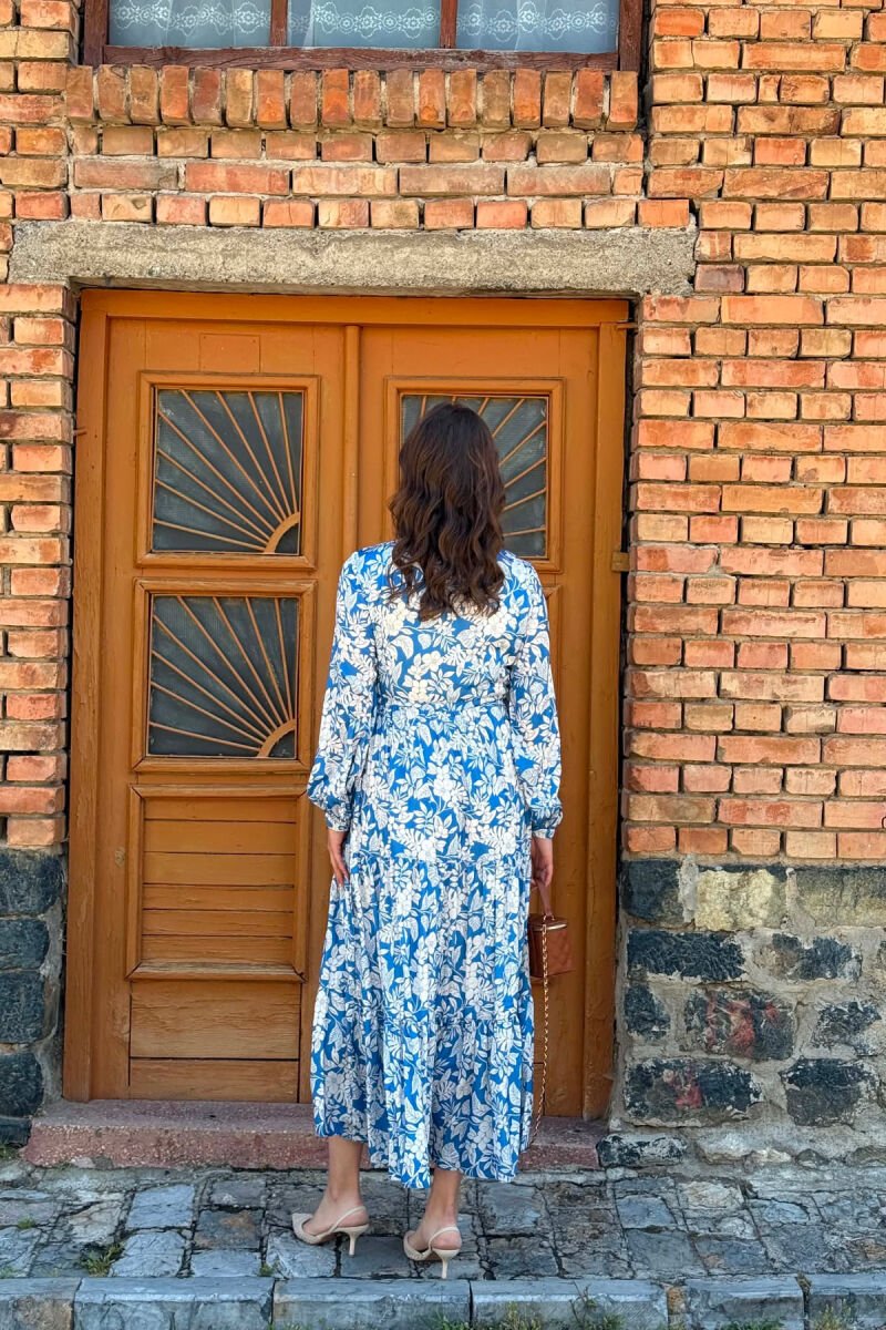 FLORAL DESIGN LONG WOMAN DRESS LIGHTBLUE/BZ - 4