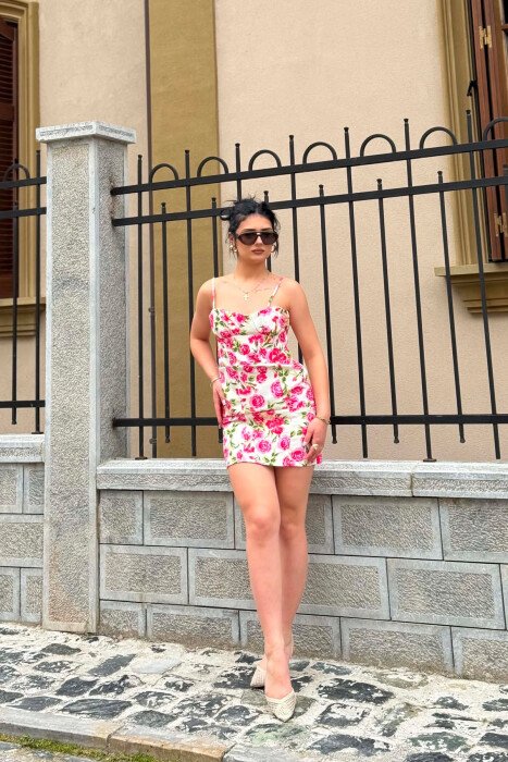 FLORAL DESIGN THIN STRAP WOMEN DRESS MULTIPLE/SHNGJ - 8