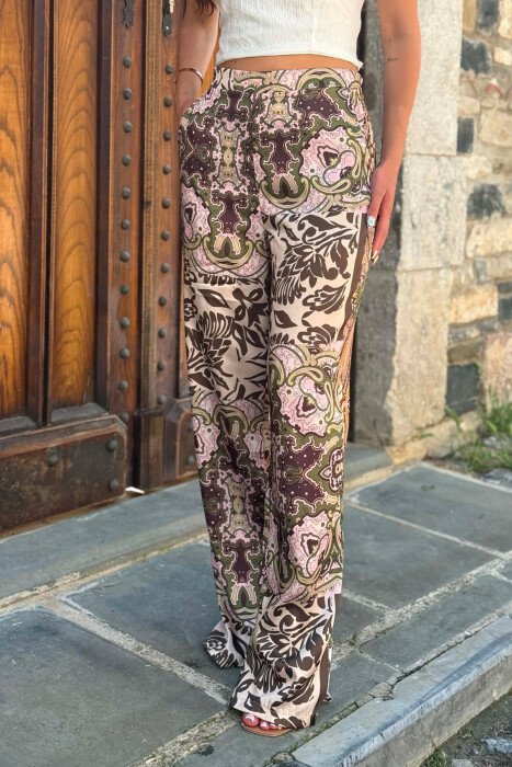 FLORAL DESIGN WIDE LEG WOMAN TROUSERS MULTIPLE/SHNGJ - 3