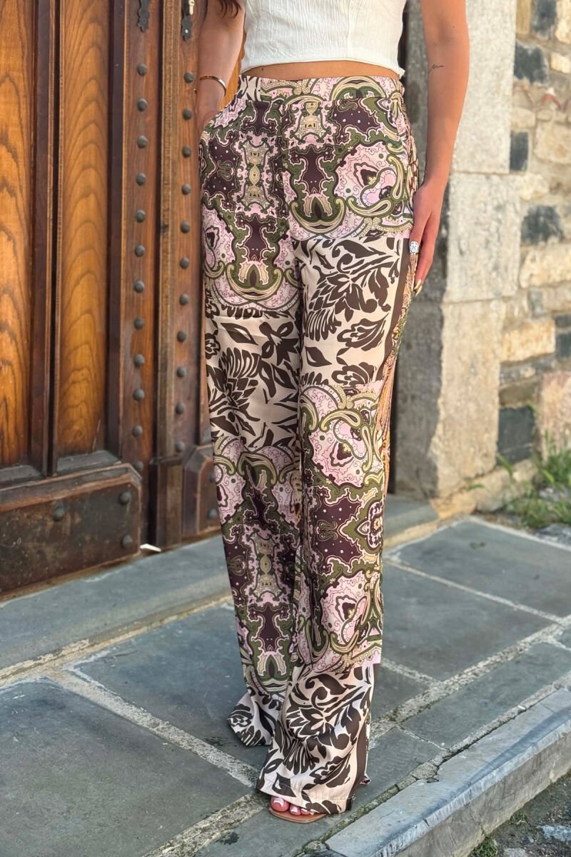 FLORAL DESIGN WIDE LEG WOMAN TROUSERS MULTIPLE/SHNGJ - 3