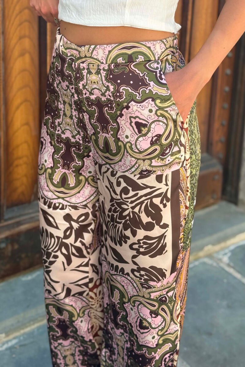 FLORAL DESIGN WIDE LEG WOMAN TROUSERS MULTIPLE/SHNGJ - 5