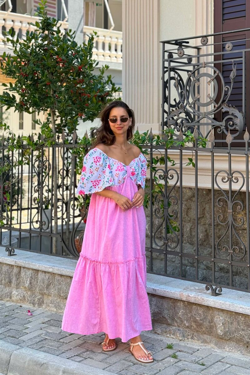 FLORAL DETAILS SHORT SLEEVE WOMAN DRESS PINK/ROZE - 5