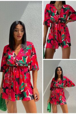 FLORAL WOMAN JUMPSUIT RED/E KUQE - KLAUDIO FASHION