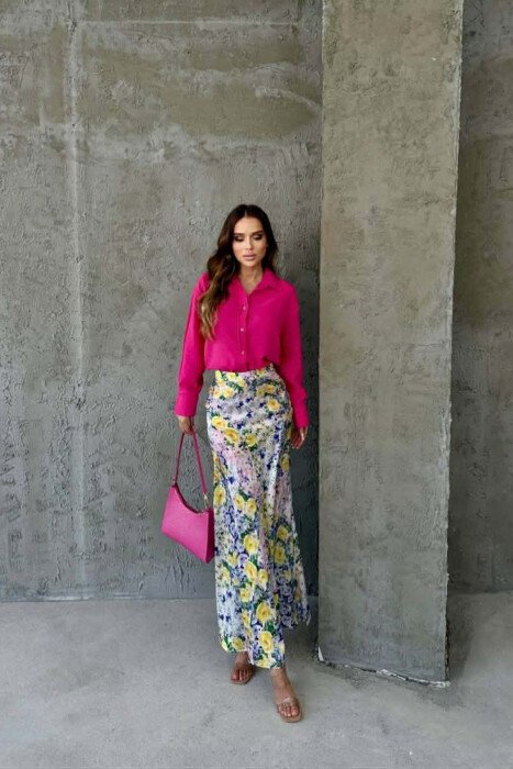 FLOWER DESIGN LONG WOMEN SKIRT MULTIPLE/SHNGJ - KLAUDIO FASHION