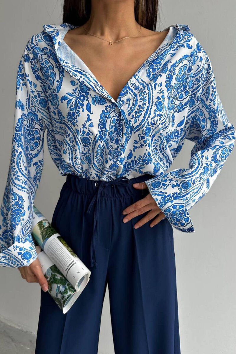FLOWER DESIGN WOMEN SHIRT BLUE/BLU - 1