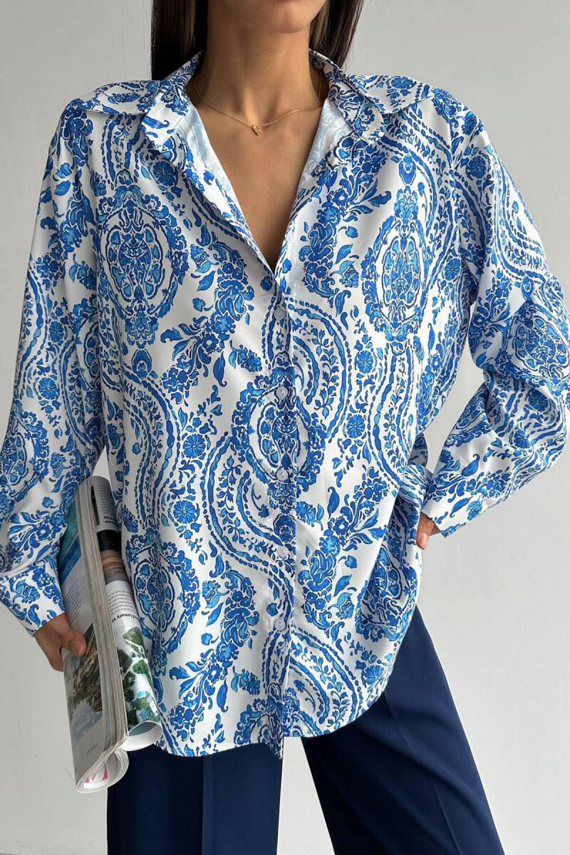 FLOWER DESIGN WOMEN SHIRT BLUE/BLU - 3