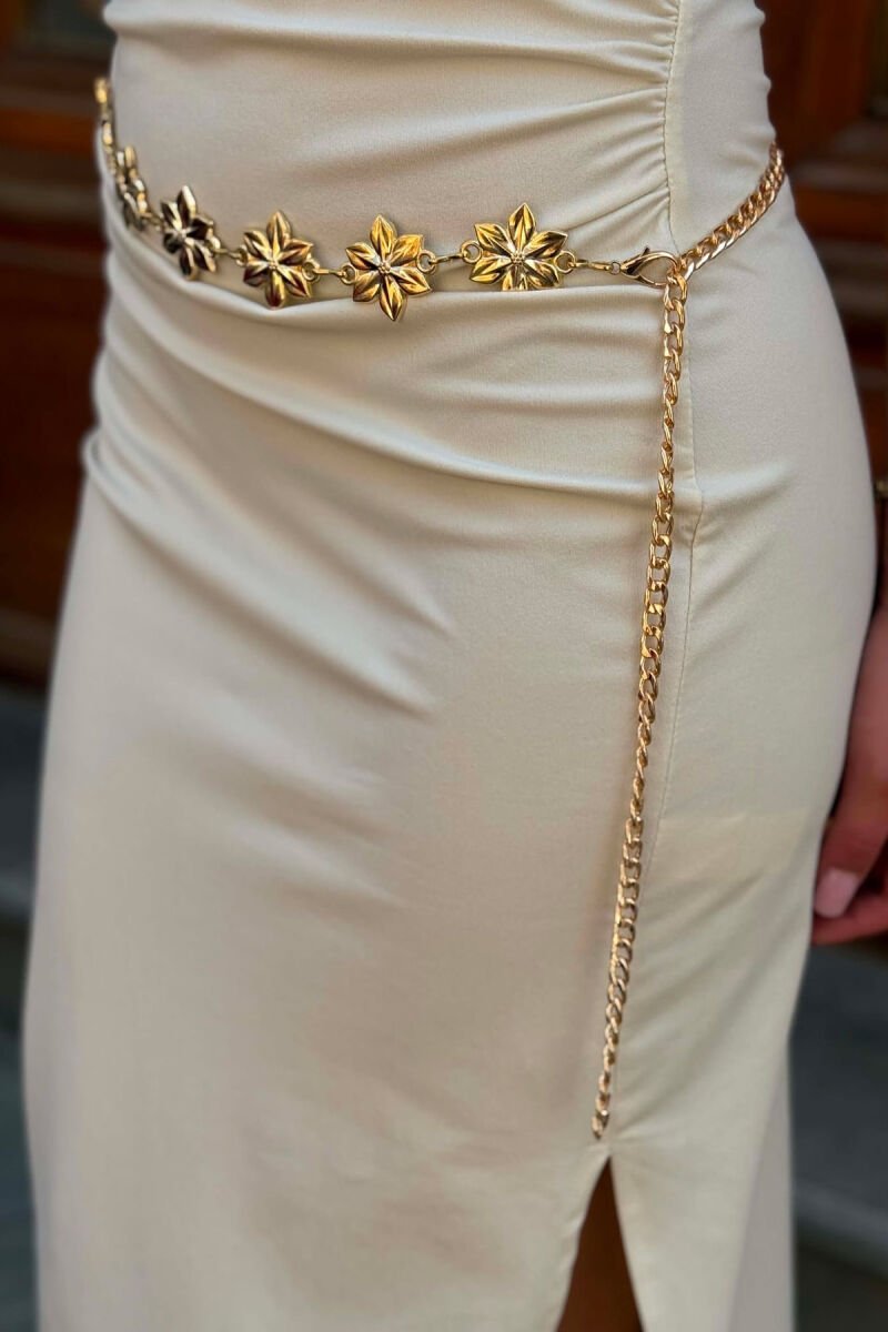 FLOWER DETAILS WOMEN BELT CHAIN GOLDEN ROD/GOLD - 3
