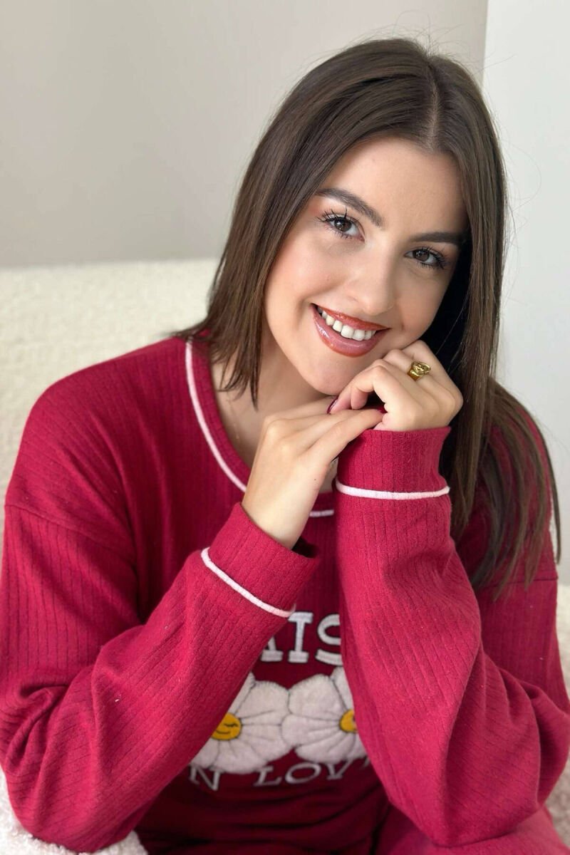 FLOWER WRITTINGS WOMAN PYJAMAS BURGUNDY/VISHNJE - 4