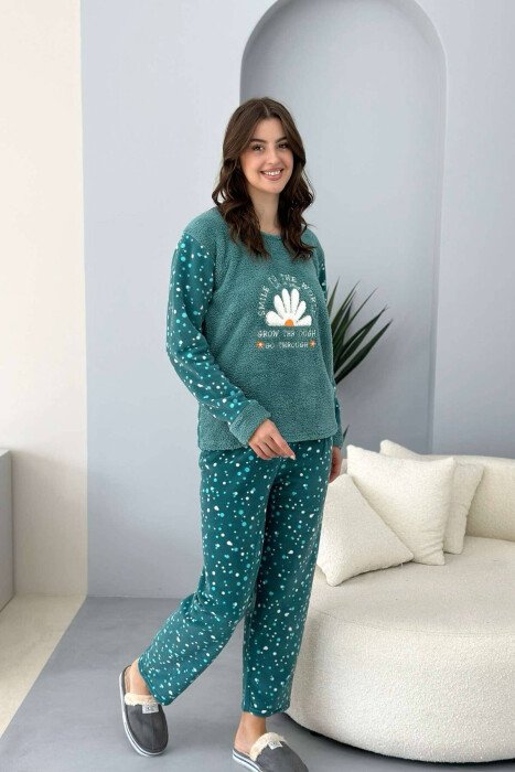 FLOWER WRITTINGS WOMAN PYJAMAS MINT/MENTE - KLAUDIO FASHION