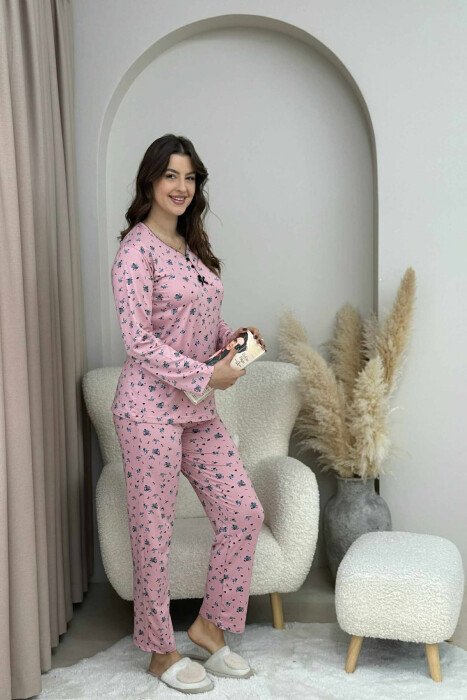 PIZHAME BLUZE ME DIZAJN LULESH+TUTA PER FEMRA NE NGJYRE PUDER - KLAUDIO FASHION