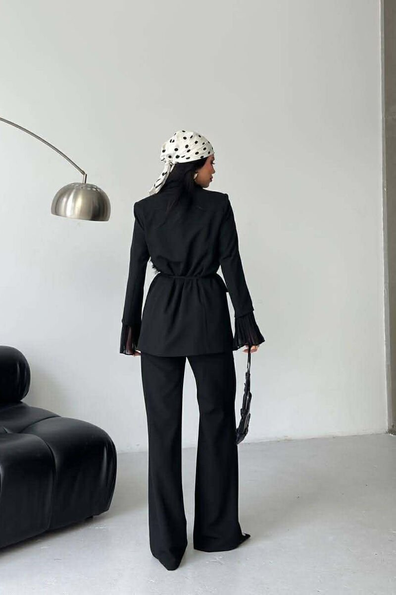 FLOWERS DETAIL LACING JACKET + TROUSERS WOMAN SET BLACK/ E ZEZE - 10