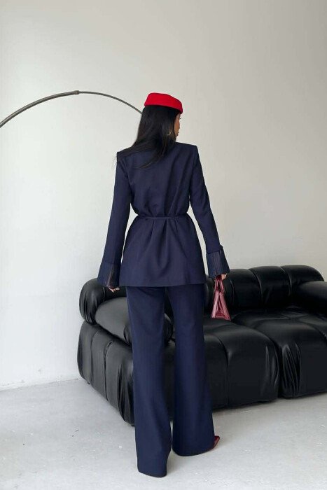 FLOWERS DETAIL LACING JACKET + TROUSERS WOMAN SET BLUE/BLU - 8
