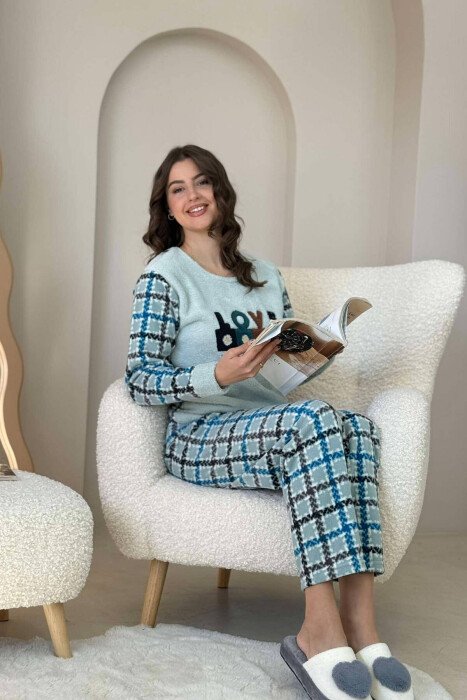 FLOWERS LITTLE WRITTINGS WOMAN PYJAMAS MINT/MENTE - KLAUDIO FASHION