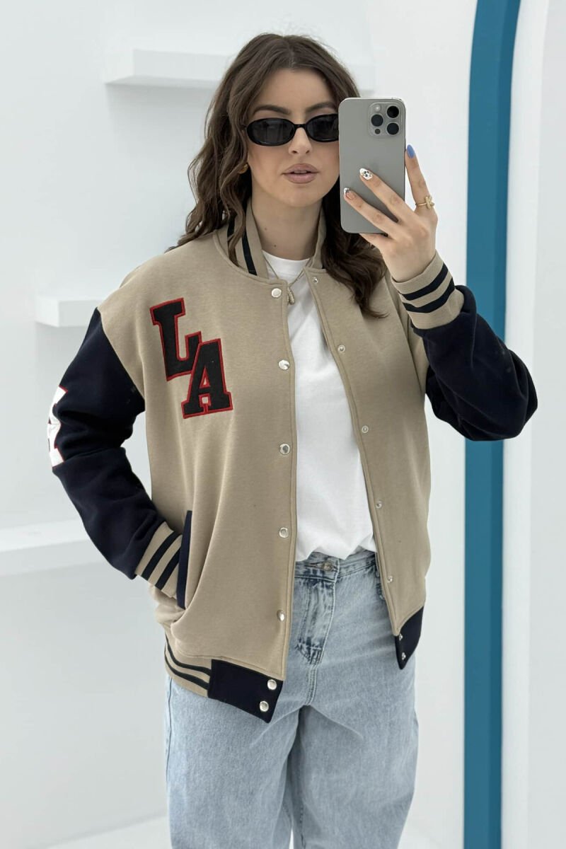 FLUFFY A&J FRONT LOGO BUTTON WOMEN JACKET BEIGE/BEZHE - 1
