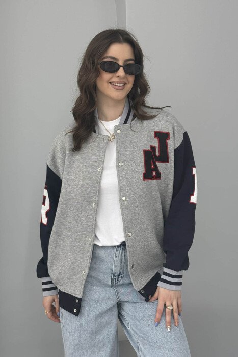 FLUFFY A&J FRONT LOGO BUTTON WOMEN JACKET GREY/GRI - 1